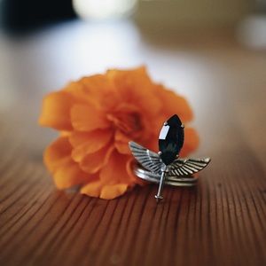 Sterling Silver Ring with Grey Swarovski Crystal
